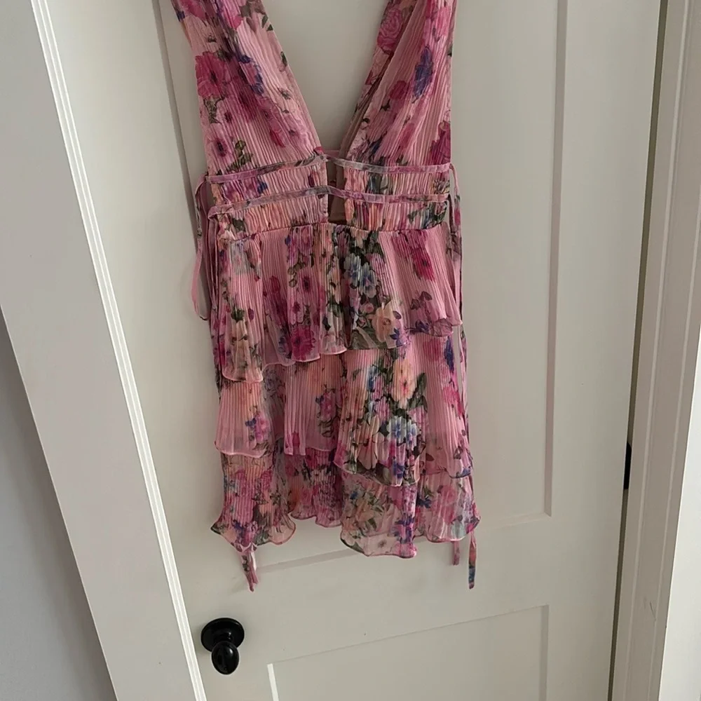 Floral Pink Sleeveless Dress - Picture 4 of 5